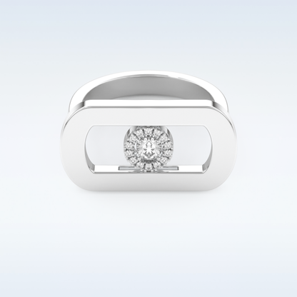 0.11 CT Floating Halo Engagement Ring Featuring Round Moissanite