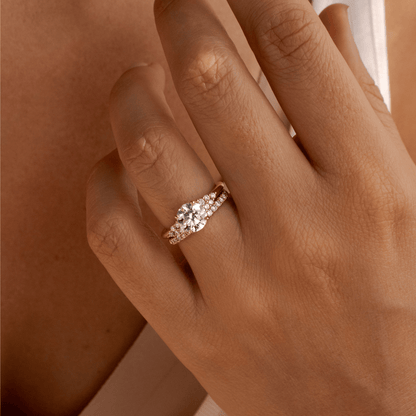 Marquise Shaped Three Stone Lab Grown Diamond Engagement Ring
