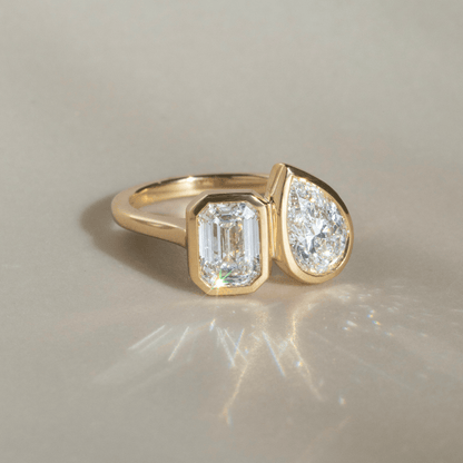 Marquise Shaped Three Stone Lab Grown Diamond Engagement Ring