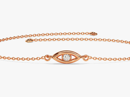 0.03 TCW Round Stone Evil Eye Lab Grown Diamond Bracelet