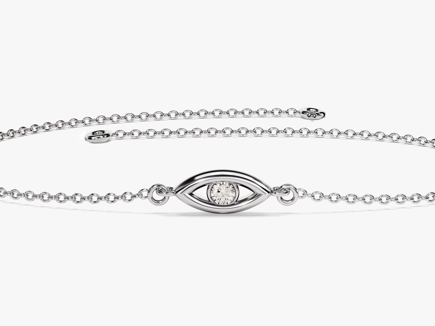 0.03 TCW Round Stone Evil Eye Lab Grown Diamond Bracelet