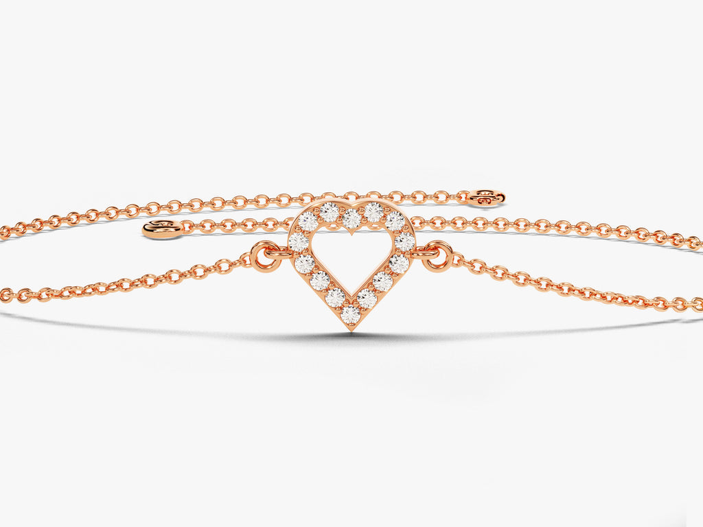 0.1 TCW Round Stones Heart Shaped Lab Grown Diamond Bracelet