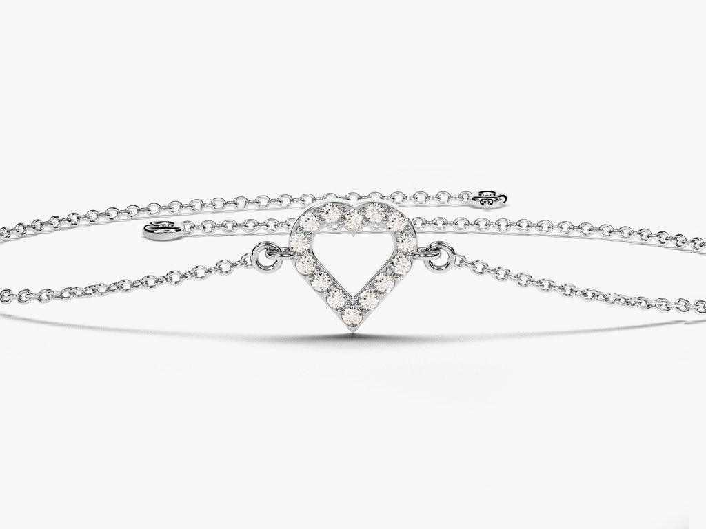 0.1 TCW Round Stones Heart Shaped Lab Grown Diamond Bracelet