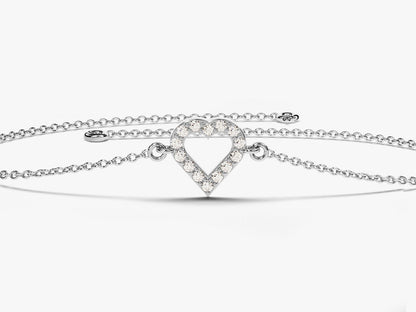 0.1 TCW Round Stones Heart Shaped Lab Grown Diamond Bracelet