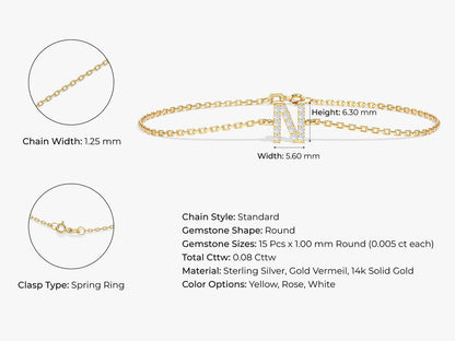 0.08 TCW Initial's Lab Grown Diamond Bracelet