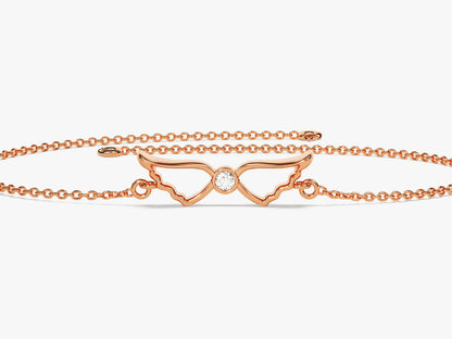 0.02 TCW Round Lab Grown Diamond Wing Shaped Charm Bracelet