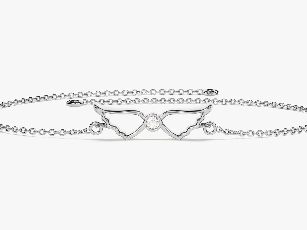 0.02 TCW Round Lab Grown Diamond Wing Shaped Charm Bracelet