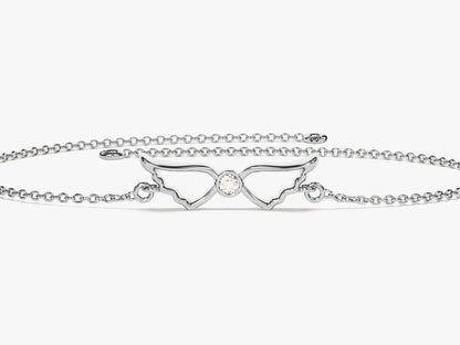 0.02 TCW Round Lab Grown Diamond Wing Shaped Charm Bracelet