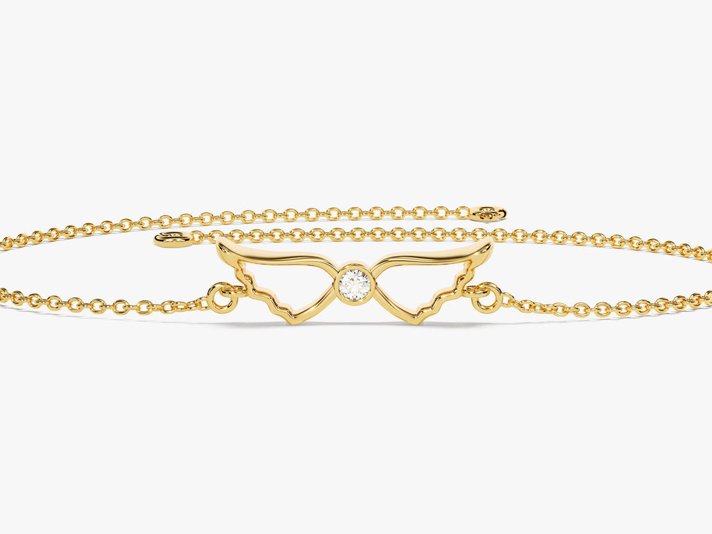 0.02 TCW Round Lab Grown Diamond Wing Shaped Charm Bracelet