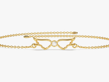 0.02 TCW Round Lab Grown Diamond Wing Shaped Charm Bracelet