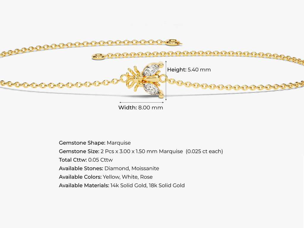 0.05 TCW Bee Shaped Lab Grown Diamond Bracelet