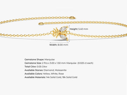 0.05 TCW Bee Shaped Lab Grown Diamond Bracelet