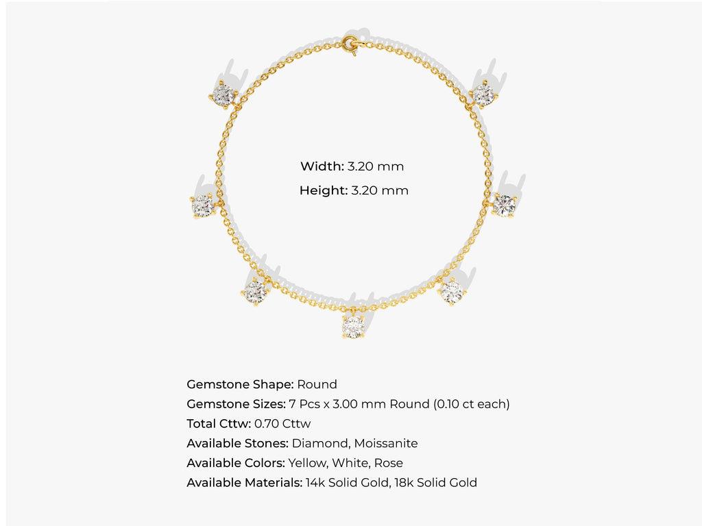 0.7 TCW Round Drop Lab Grown Diamond Bracelet