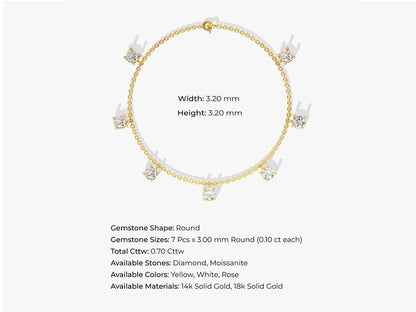 0.7 TCW Round Drop Lab Grown Diamond Bracelet