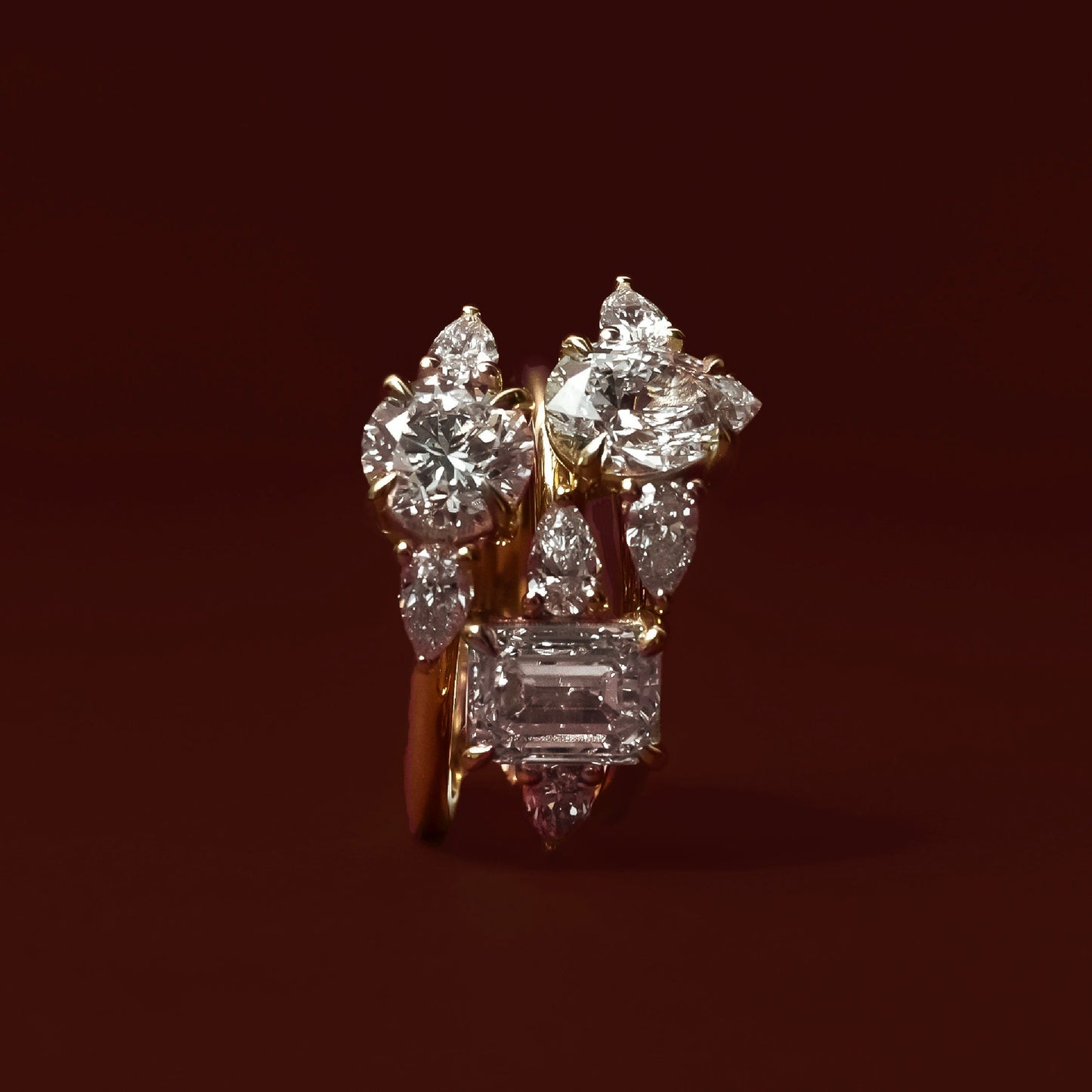 Marquise Cut Cluster Styled Lab Grown Diamond Engagement Ring