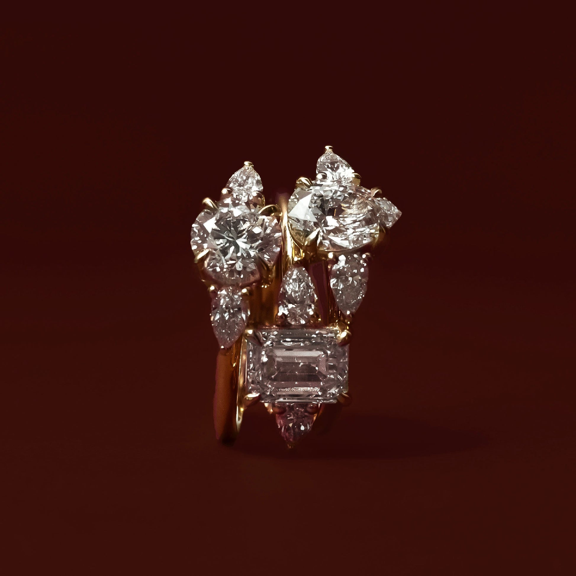 Marquise Cut Cluster Styled Lab Grown Diamond Engagement Ring