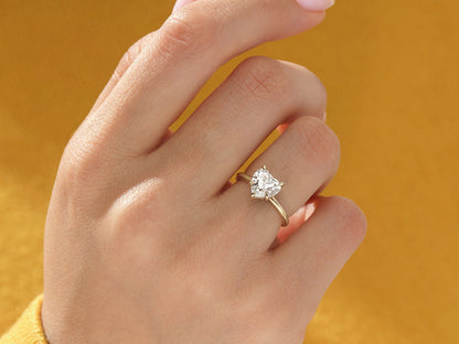 1.5 CT Heart Cut Solitaire Lab Grown Diamond Engagement Ring