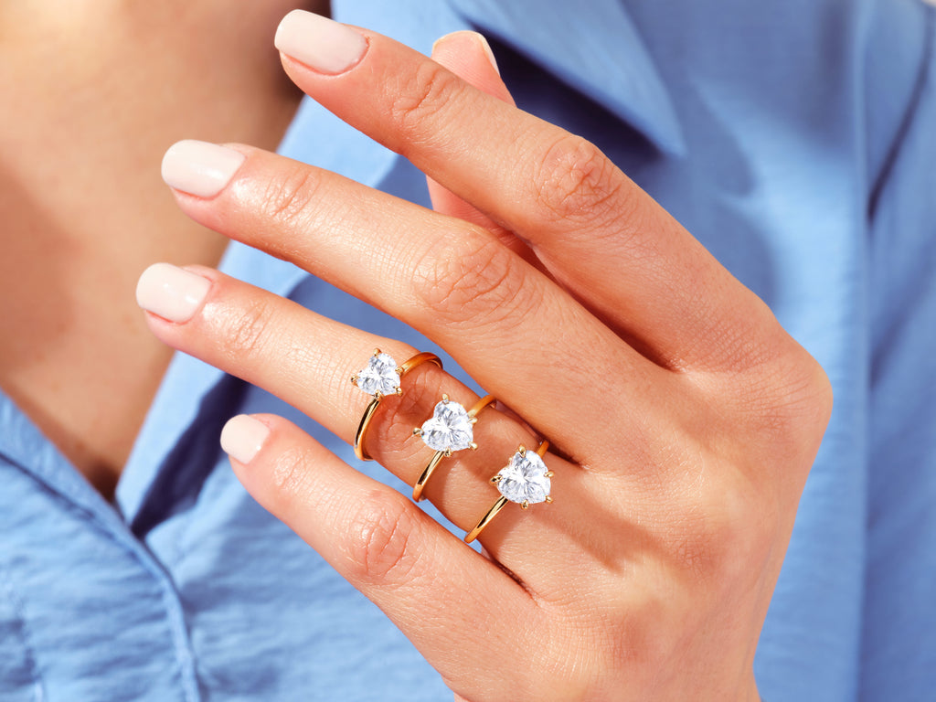 1.5 CT Heart Cut Solitaire Lab Grown Diamond Engagement Ring