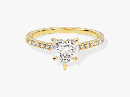 1 CT Heart Cut Pave Lab Grown Diamond Engagement Ring