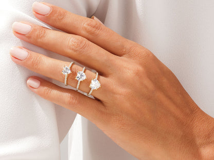 1 CT Heart Cut Pave Lab Grown Diamond Engagement Ring