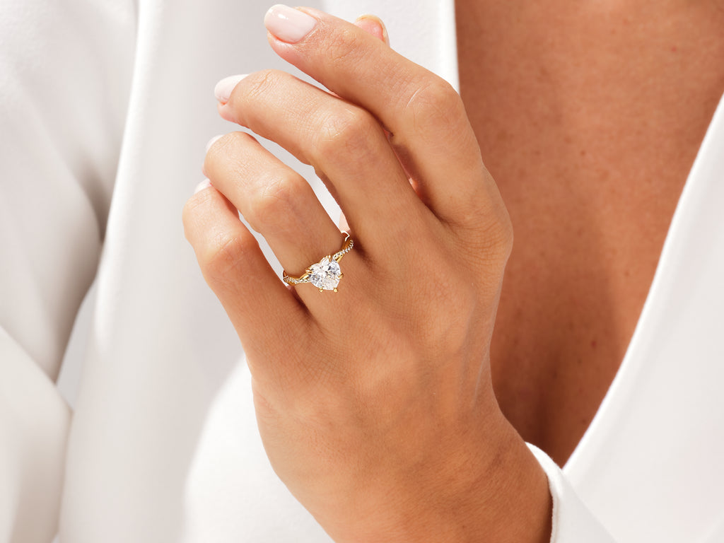 2 CT Heart Cut Twisted Pave Lab Grown Diamond Engagement Ring