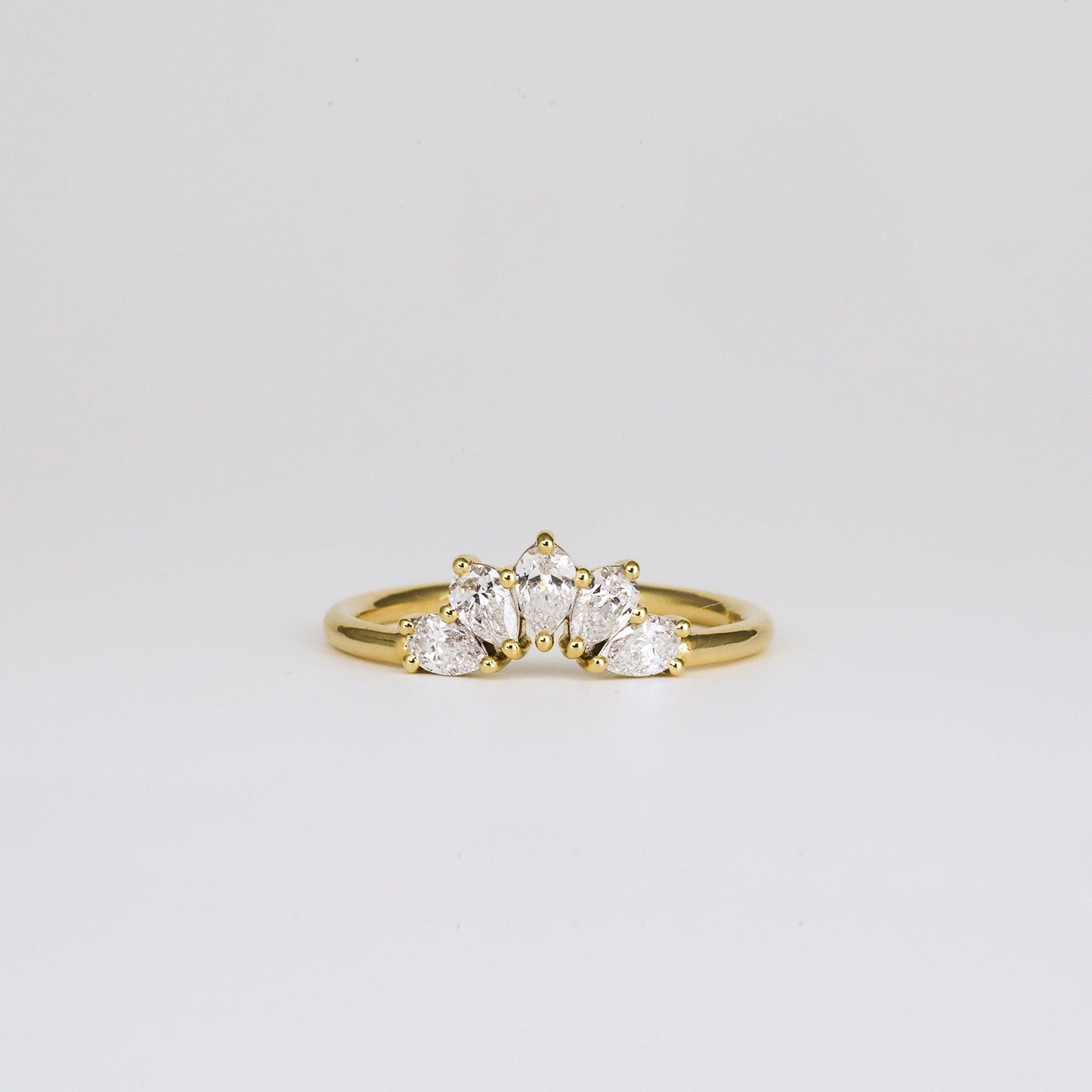 0.45 TCW Pear Stones Crown Lab Grown Diamond Wedding Band