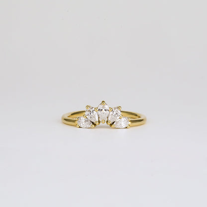 0.45 TCW Pear Stones Crown Lab Grown Diamond Wedding Band