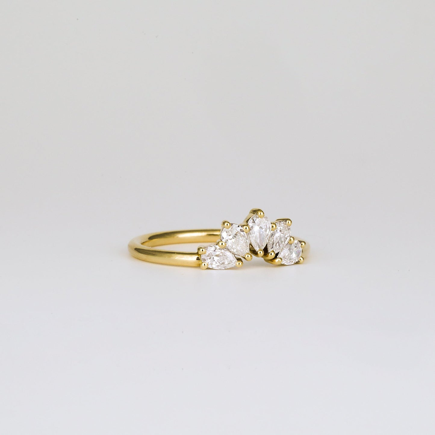 0.45 TCW Pear Stones Crown Lab Grown Diamond Wedding Band