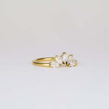 0.45 TCW Pear Stones Crown Lab Grown Diamond Wedding Band