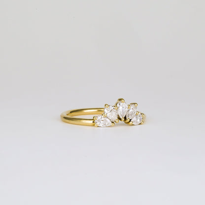 0.45 TCW Pear Stones Crown Lab Grown Diamond Wedding Band