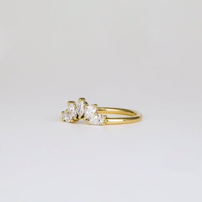 0.45 TCW Pear Stones Crown Lab Grown Diamond Wedding Band