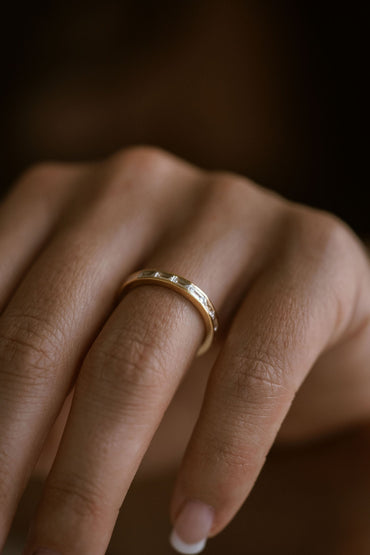 0.25 TCW Round Shaped Half Eternity Lab Grown Diamond Wedding Band