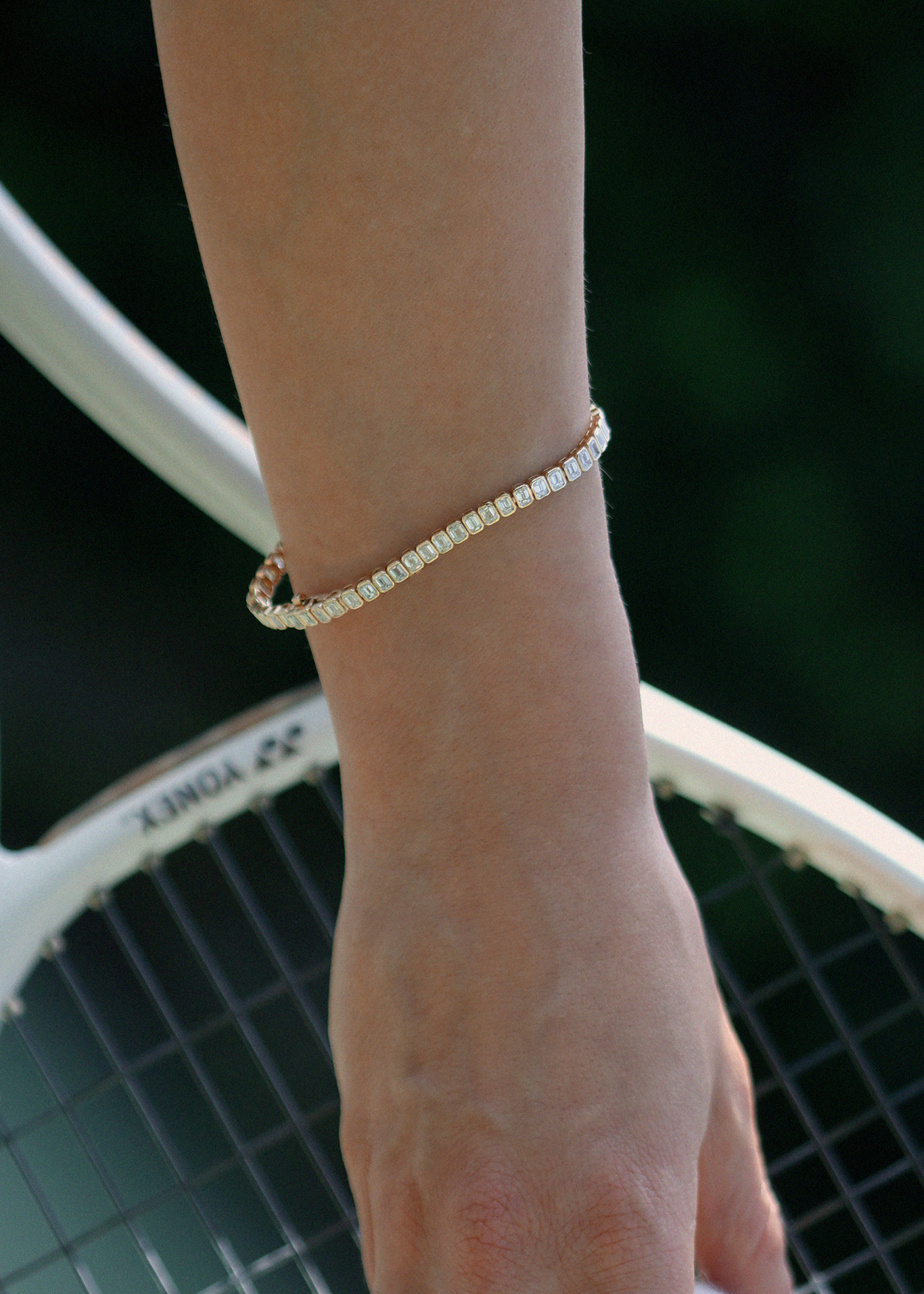 6 TCW Emerald Stones Lab Grown Diamond Tennis Bracelet