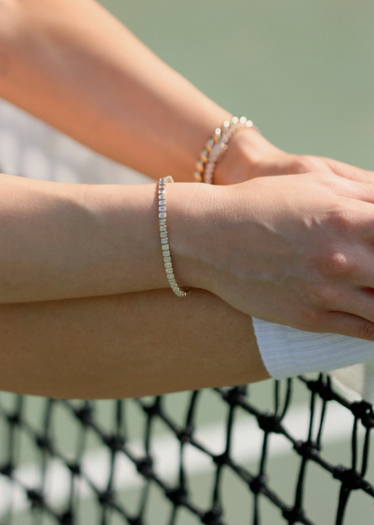 6 TCW Emerald Stones Lab Grown Diamond Tennis Bracelet