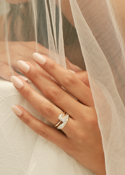 Marquise Shaped Three Stone Lab Grown Diamond Engagement Ring