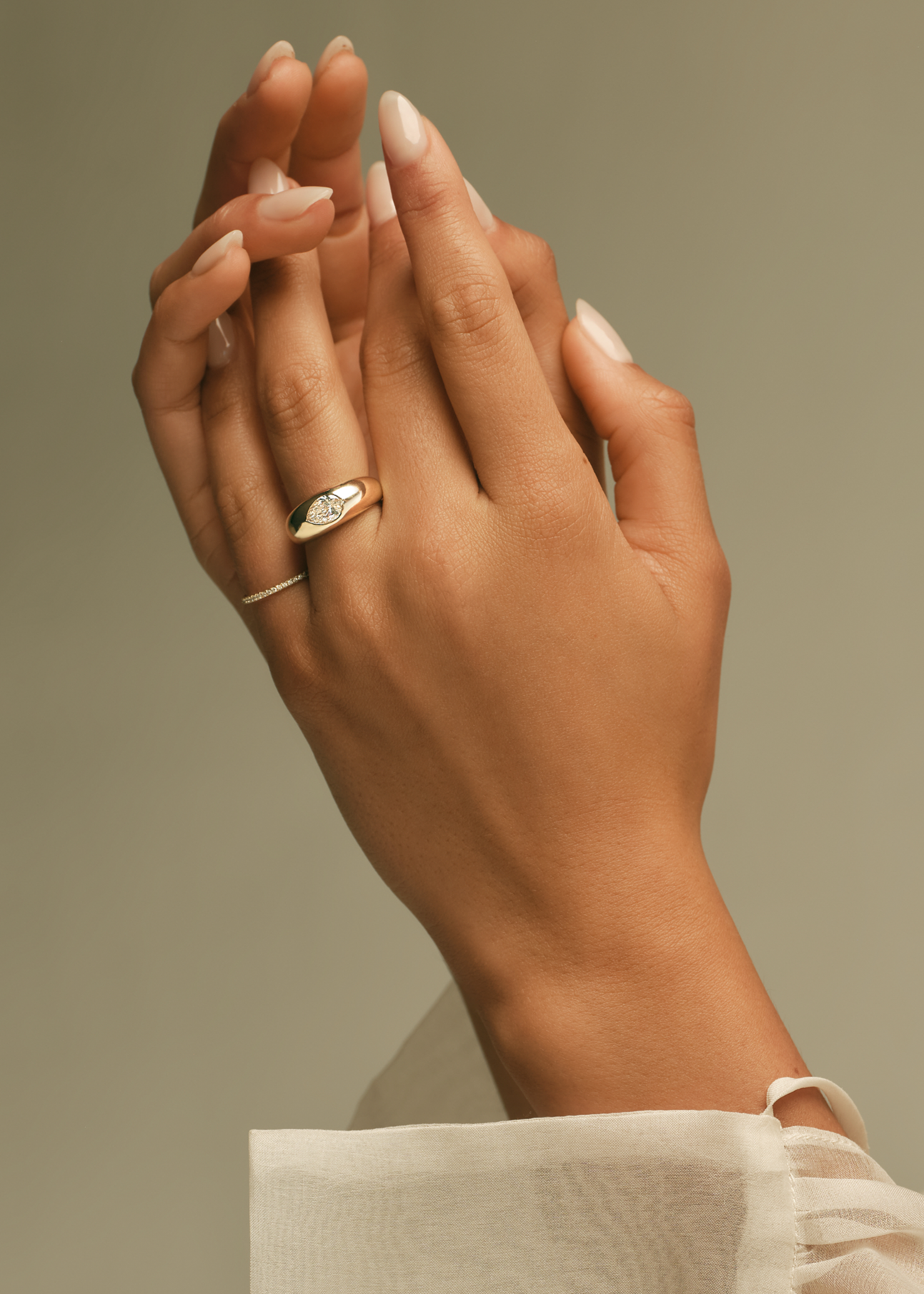 Marquise Shaped Three Stone Lab Grown Diamond Engagement Ring