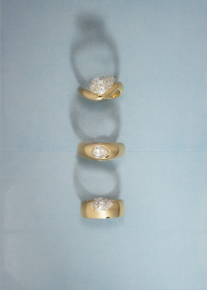 Marquise Shaped Three Stone Lab Grown Diamond Engagement Ring