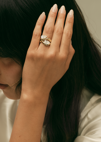 Marquise Shaped Three Stone Lab Grown Diamond Engagement Ring