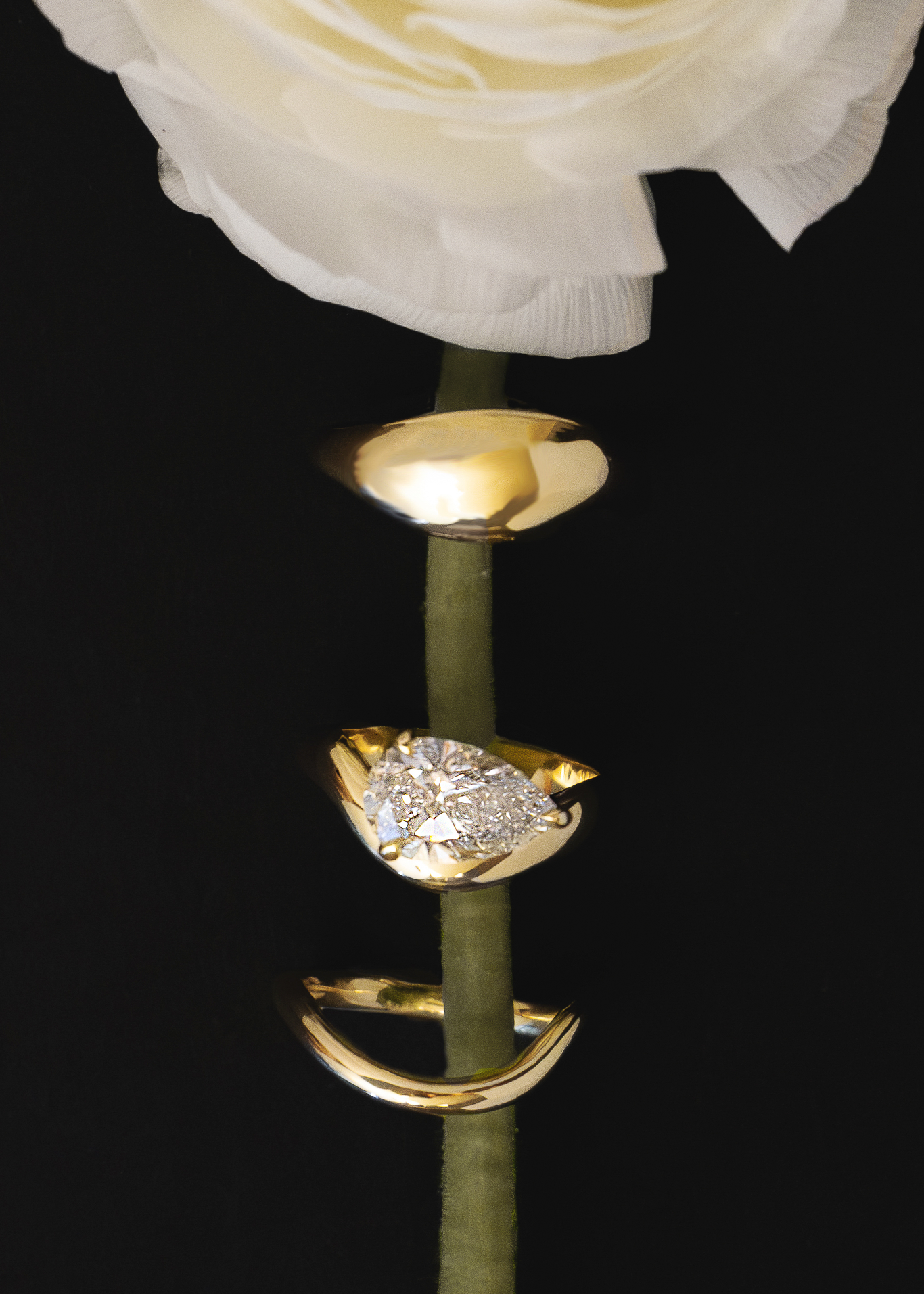 Marquise Shaped Three Stone Lab Grown Diamond Engagement Ring