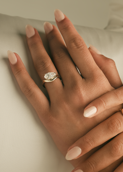 Marquise Shaped Three Stone Lab Grown Diamond Engagement Ring