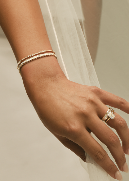 6 TCW Emerald Stones Lab Grown Diamond Tennis Bracelet