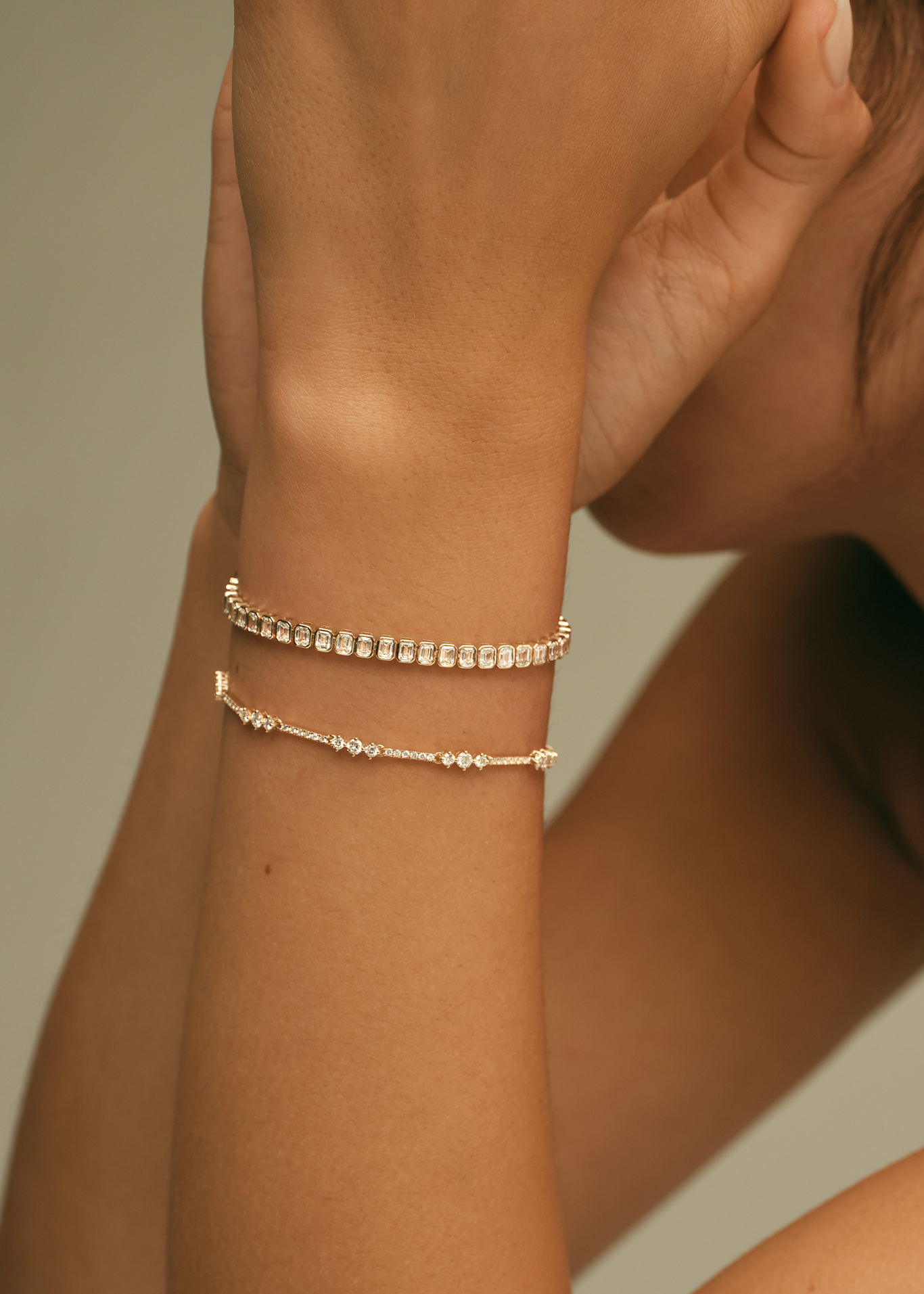 6 TCW Emerald Stones Lab Grown Diamond Tennis Bracelet