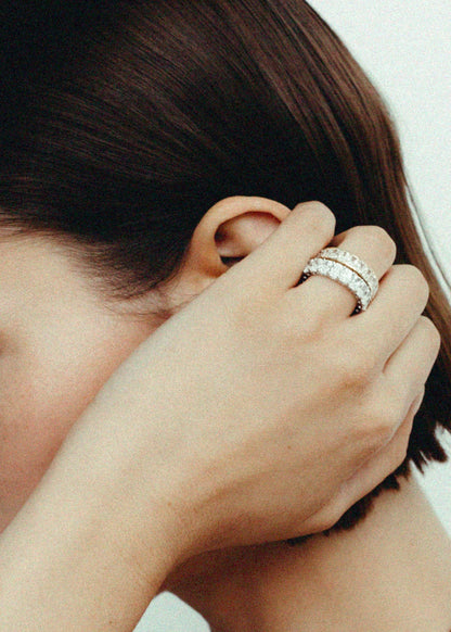 0.25 TCW Round Shaped Half Eternity Lab Grown Diamond Wedding Band