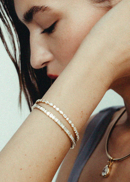 4 TCW Baguette Stones Lab Grown Diamond Tennis Bracelet