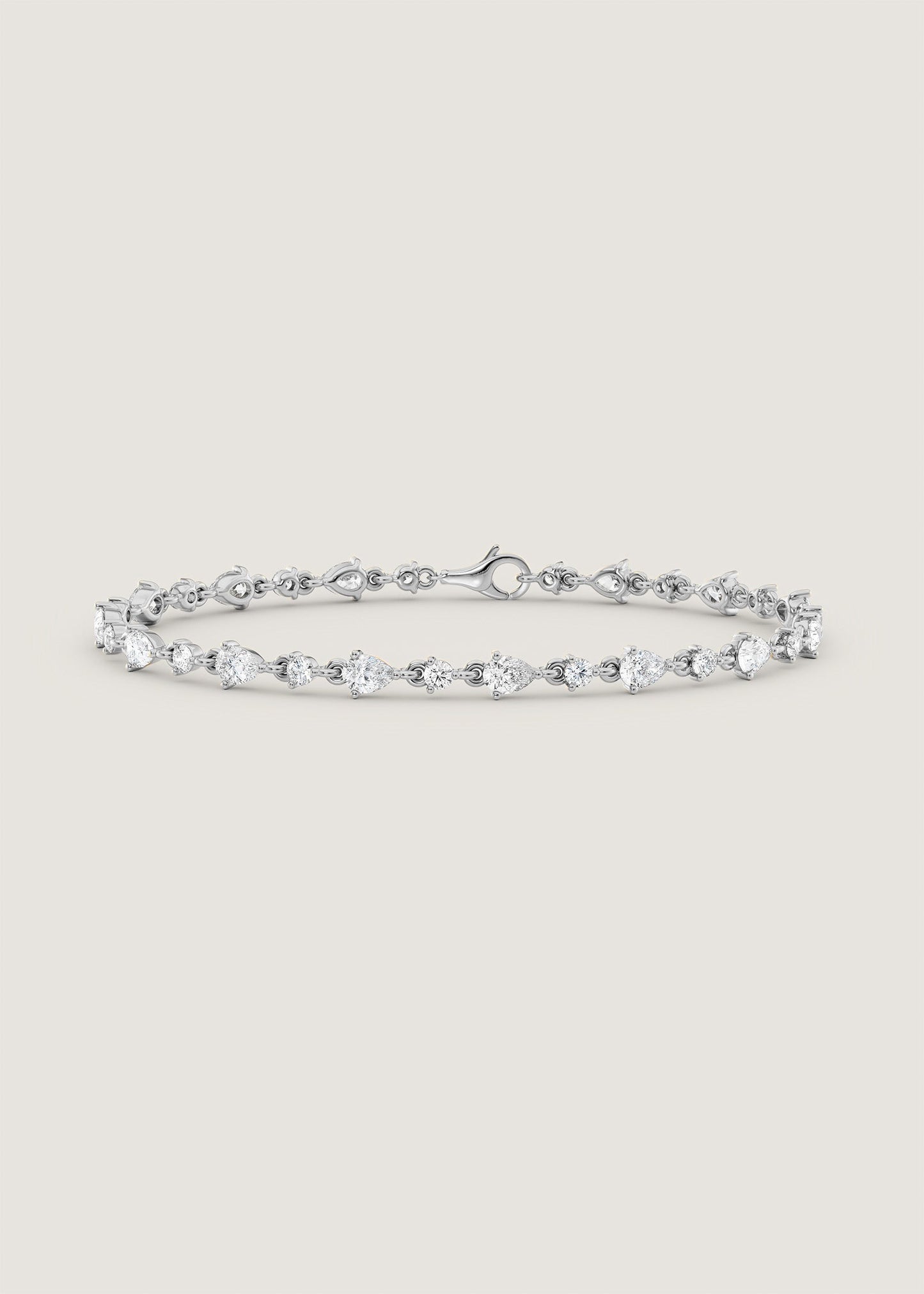2.5 TCW Pear & Round Lab Grown Diamond Tennis Bracelet
