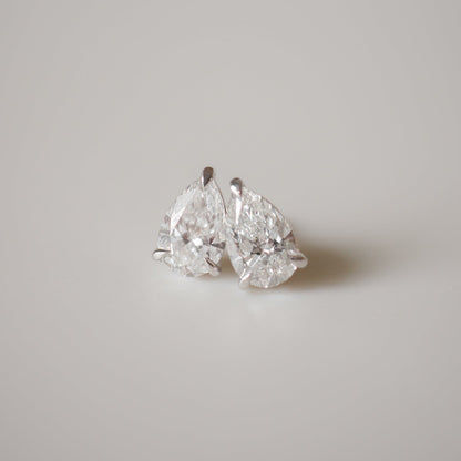 2 TCW Pear Shaped Lab Grown Diamond Stud Earrings