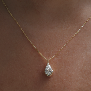 0.4 CT Pear Shaped Solitaire Lab Grown Diamond Necklace