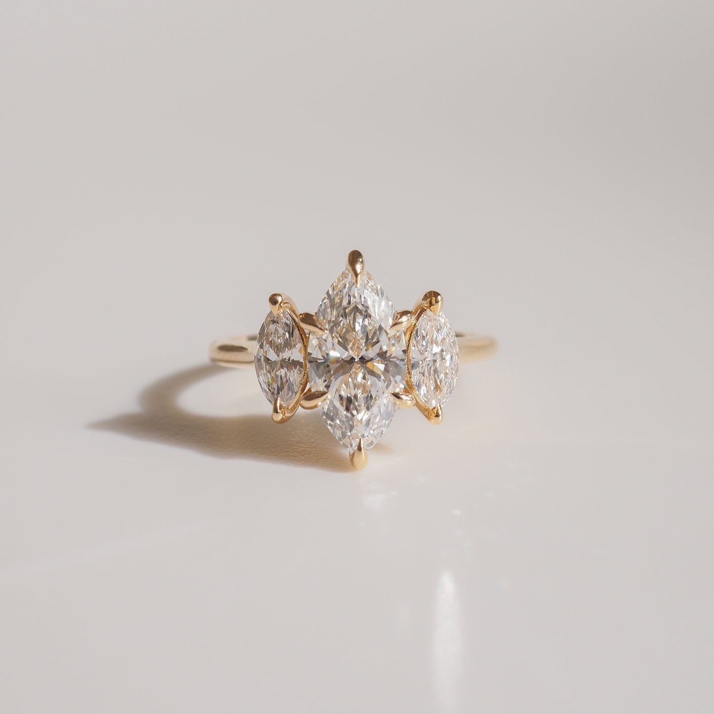 1.01 CT Marquise Cut Three Stones Lab Grown Diamond Engagement Ring