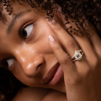 Marquise Cut Cluster Styled Lab Grown Diamond Engagement Ring