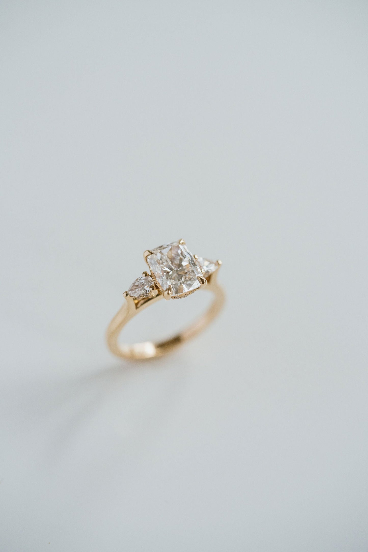 Marquise Shaped Three Stone Lab Grown Diamond Engagement Ring
